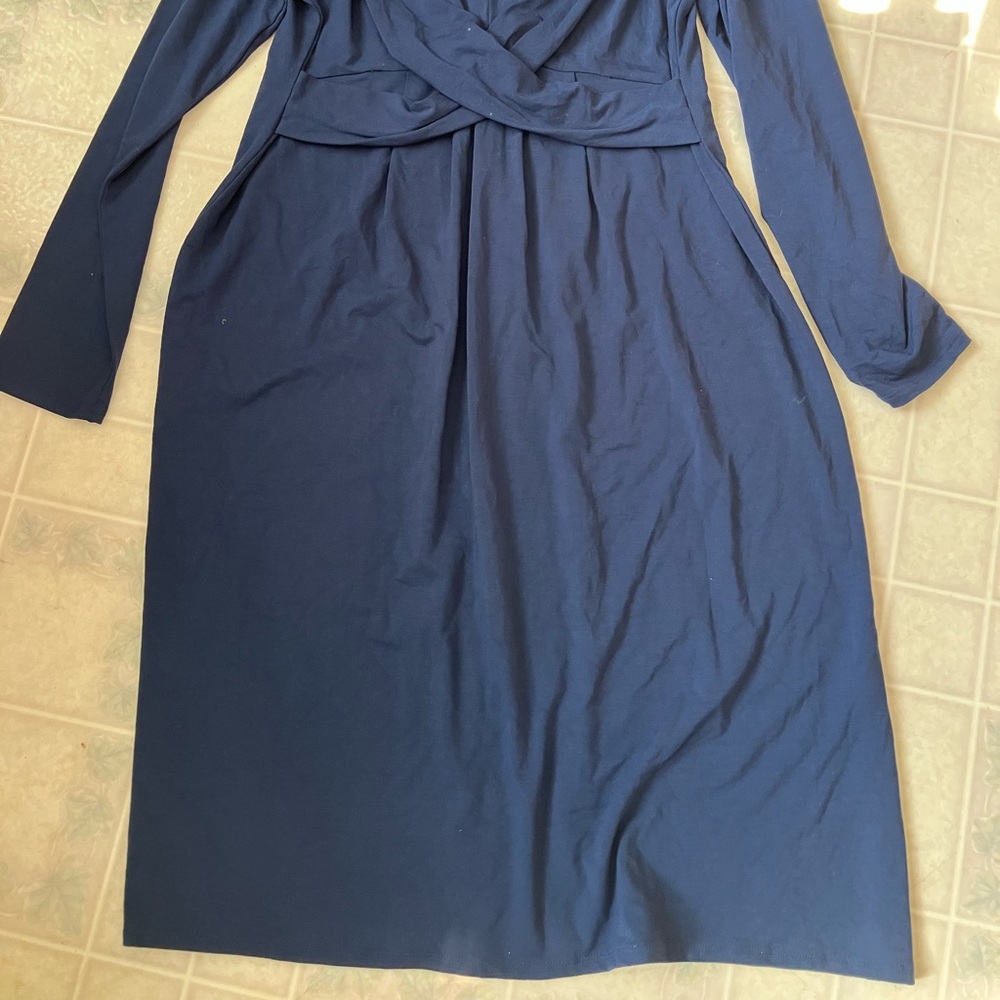 J Jill Evening Blue‎ Wearever Knit Long Sleeve Dress new with tags Medium - Picture 6 of 6
